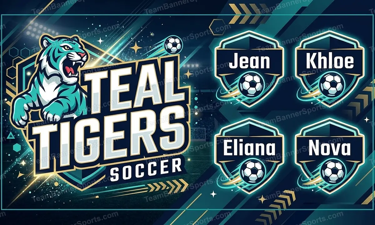 Teal Tigers soccer team banner created with AI