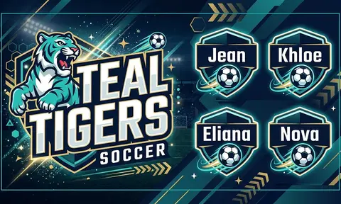 Teal Tigers Soccer AI image template