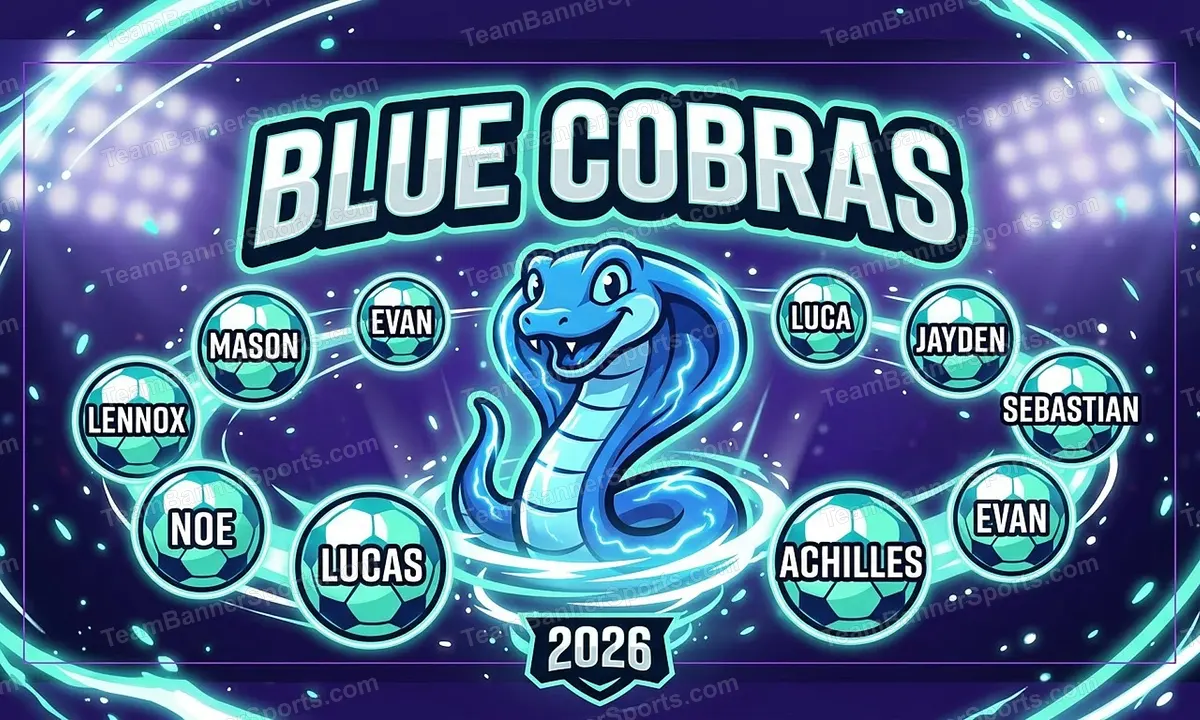 Blue Cobras soccer team banner created with AI
