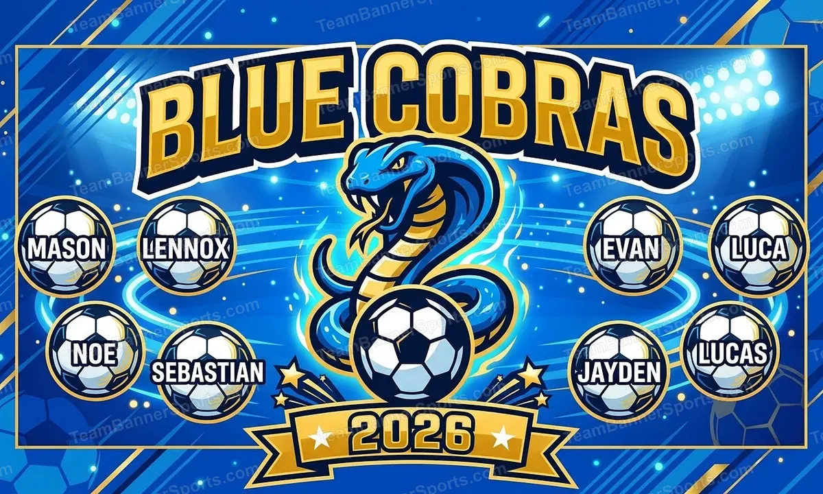 Blue Cobras soccer team banner created with AI
