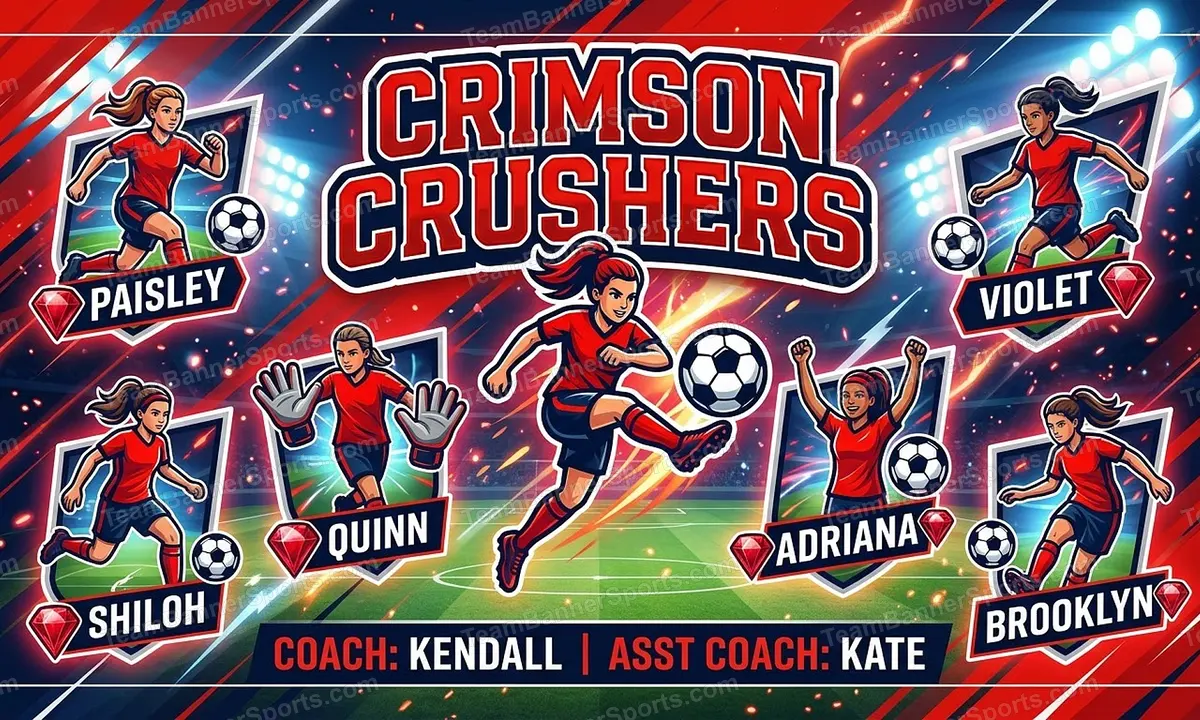 Crimson crushers soccer team banner created with AI
