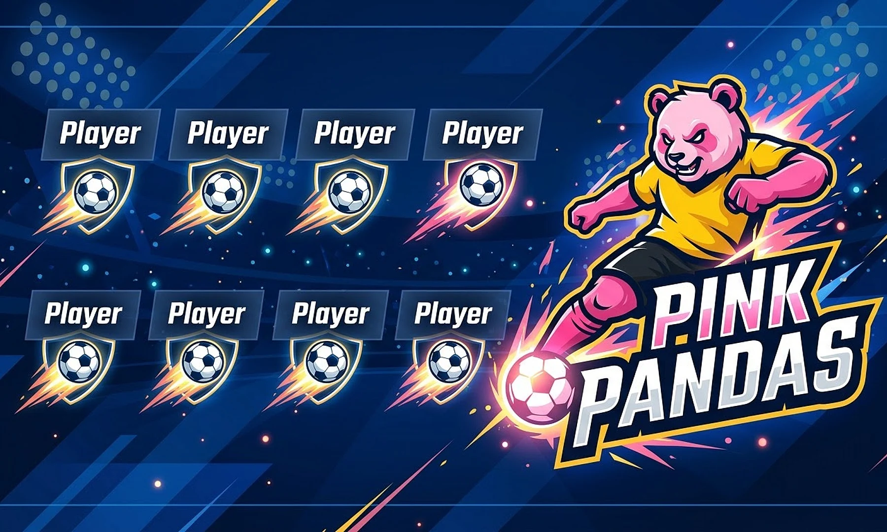 Pink Pandas soccer team banner created with AI