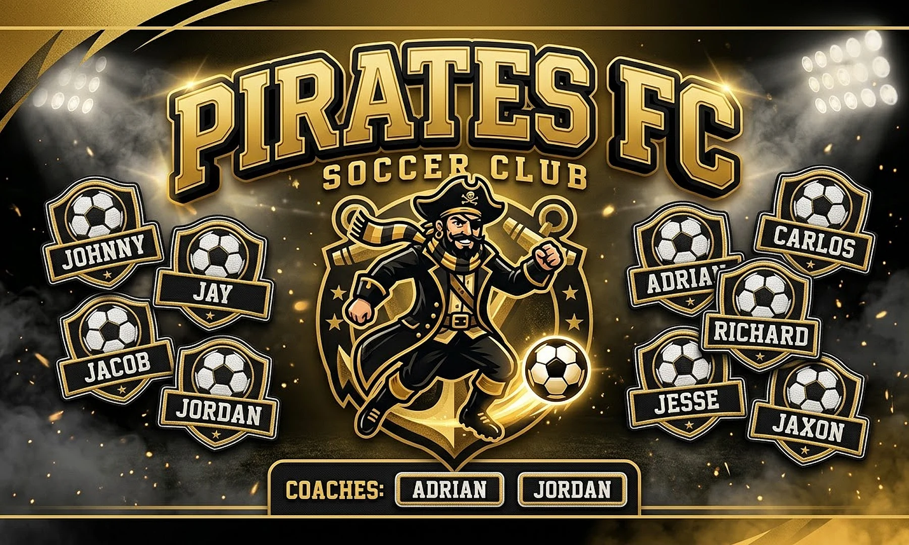 Pirates FC soccer team banner created with AI