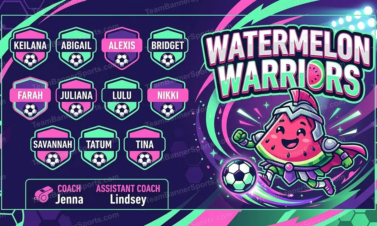 Watermelon Warriors soccer team banner created with AI