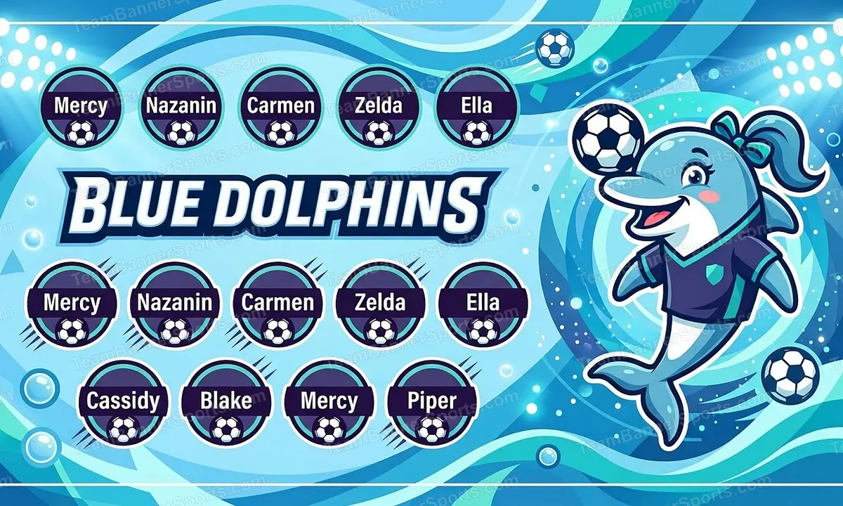 Blue Dolphins soccer team banner created with AI