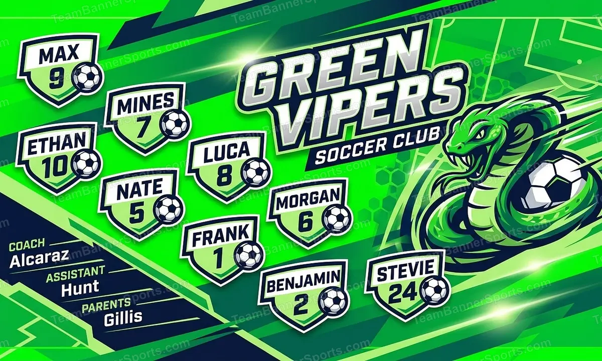Green vipers soccer team banner created with AI