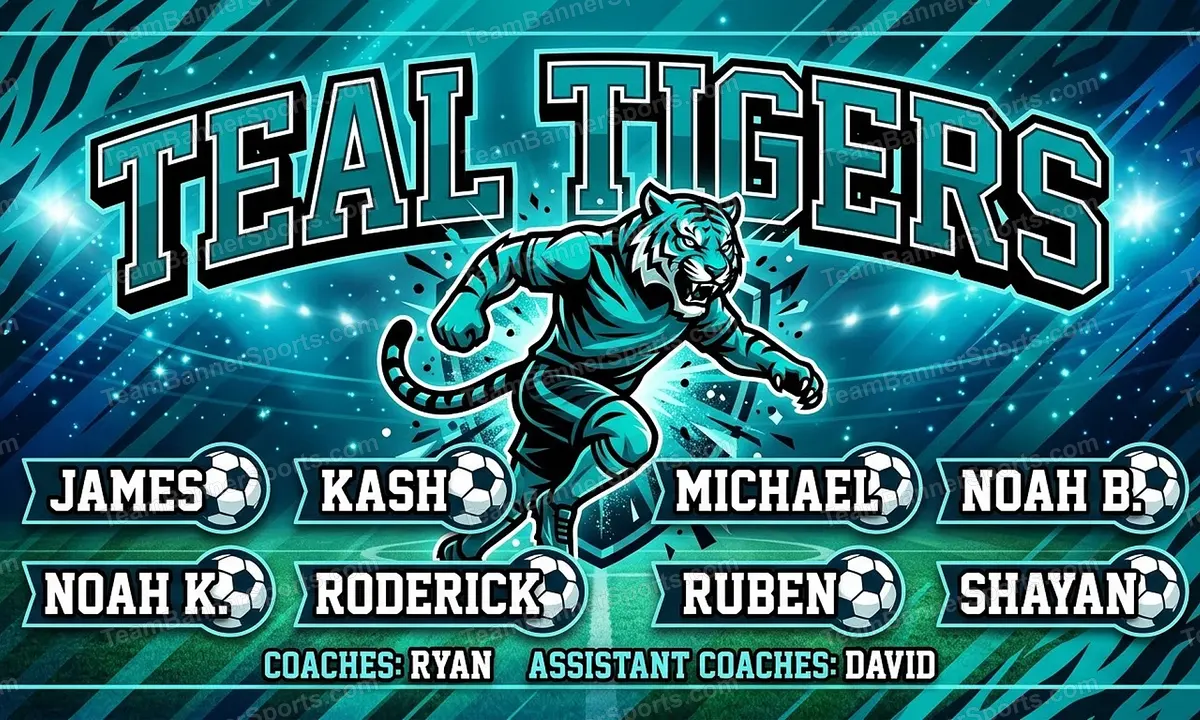 Teal Tigers soccer team banner created with AI