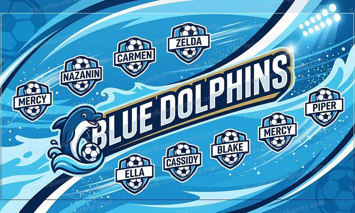 Blue Dolphins soccer team banner created with AI