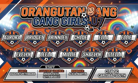 Orangutan Gang Girls U7 Soccer AI image template