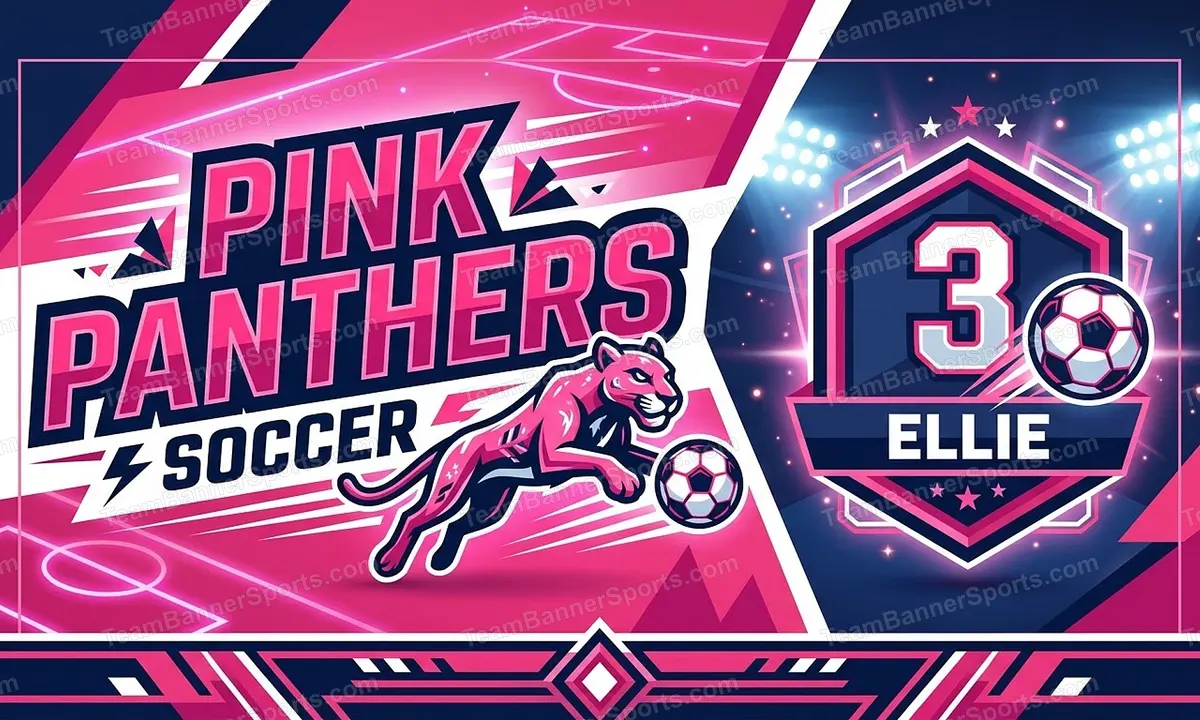 Pink panthers soccer team banner created with AI