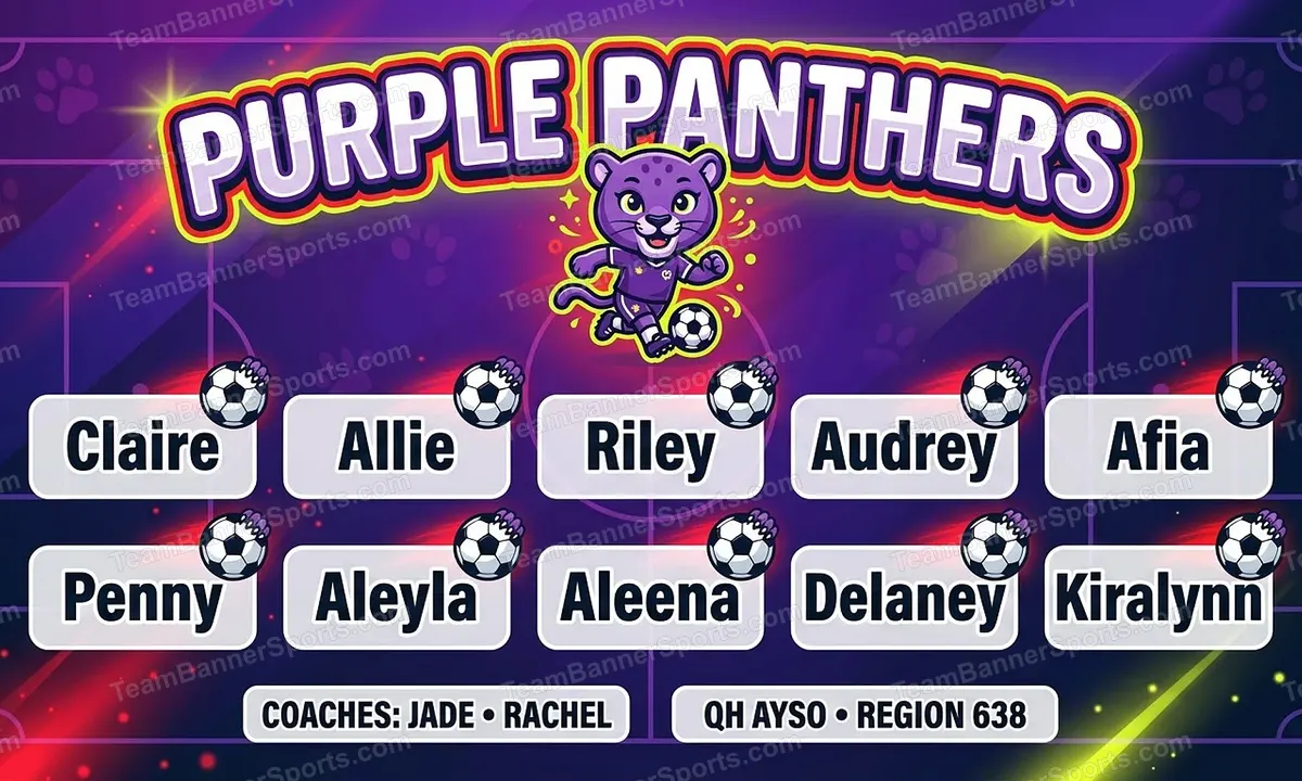 Purple Panthers soccer team banner created with AI