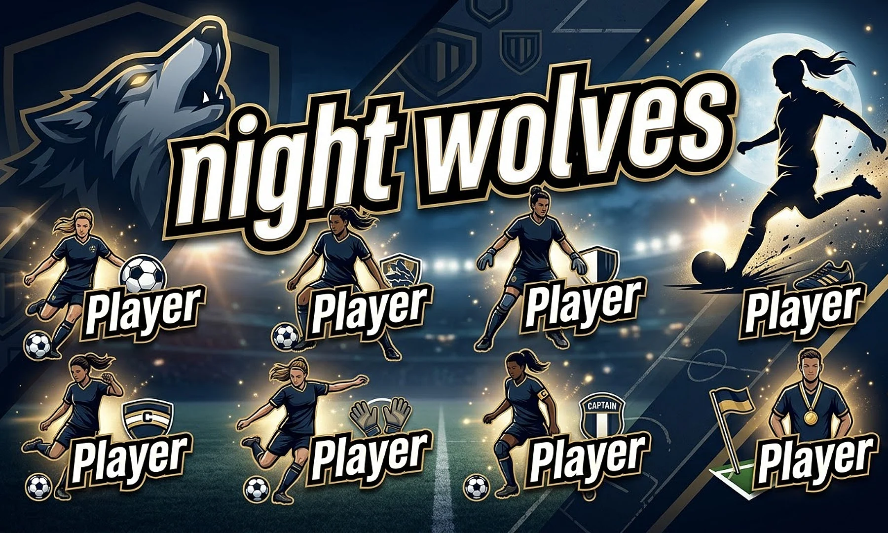 night wolves soccer team banner created with AI