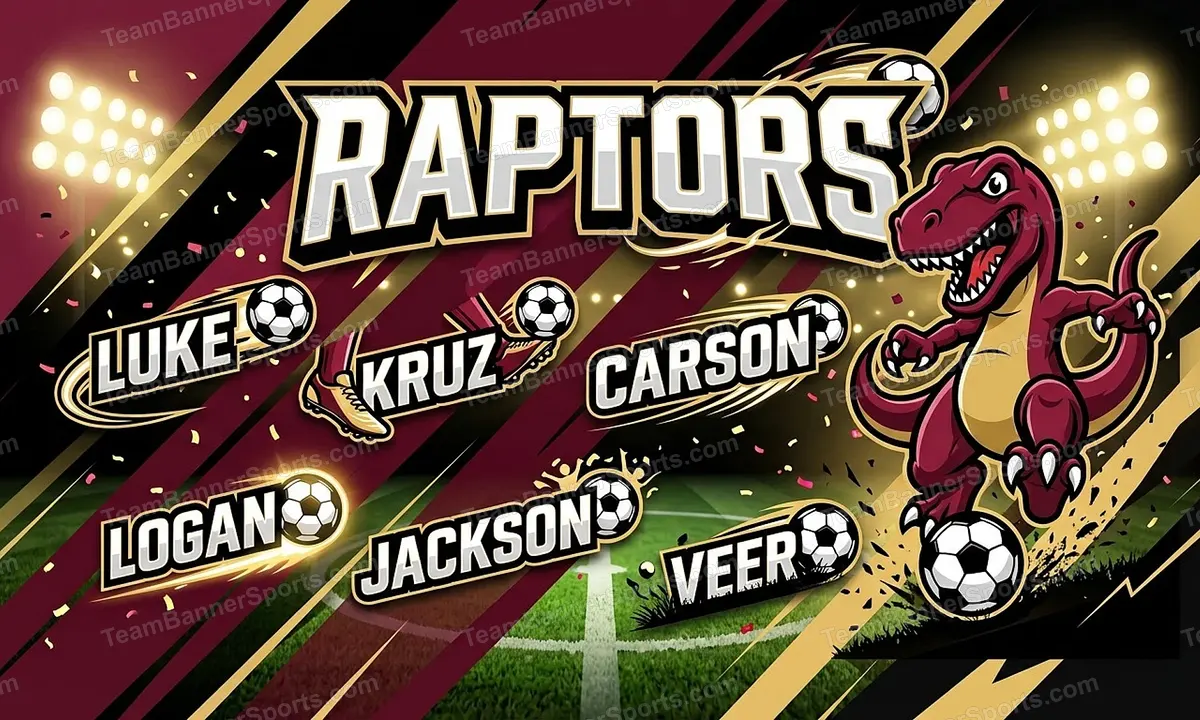 Raptors soccer team banner created with AI