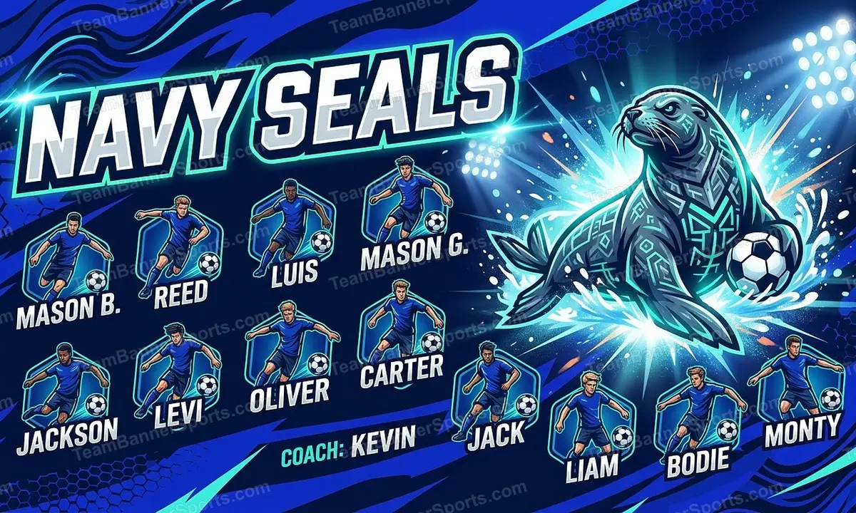 Navy Seals soccer team banner created with AI
