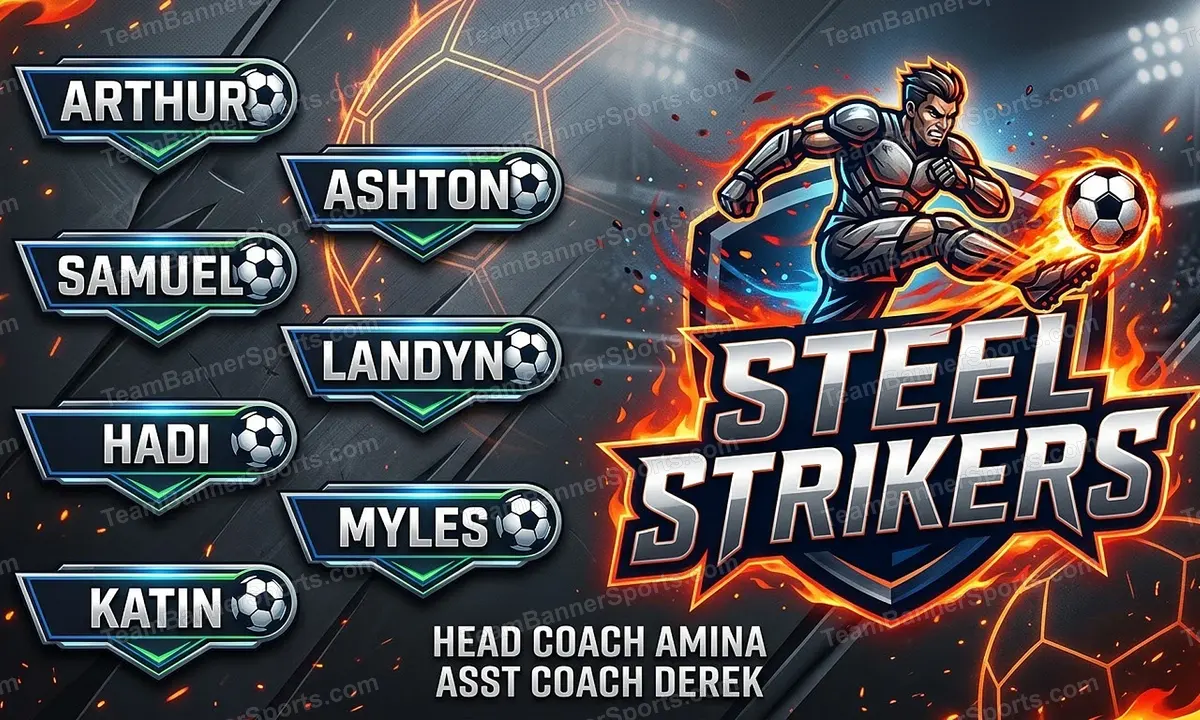 Steel Strikers soccer team banner created with AI