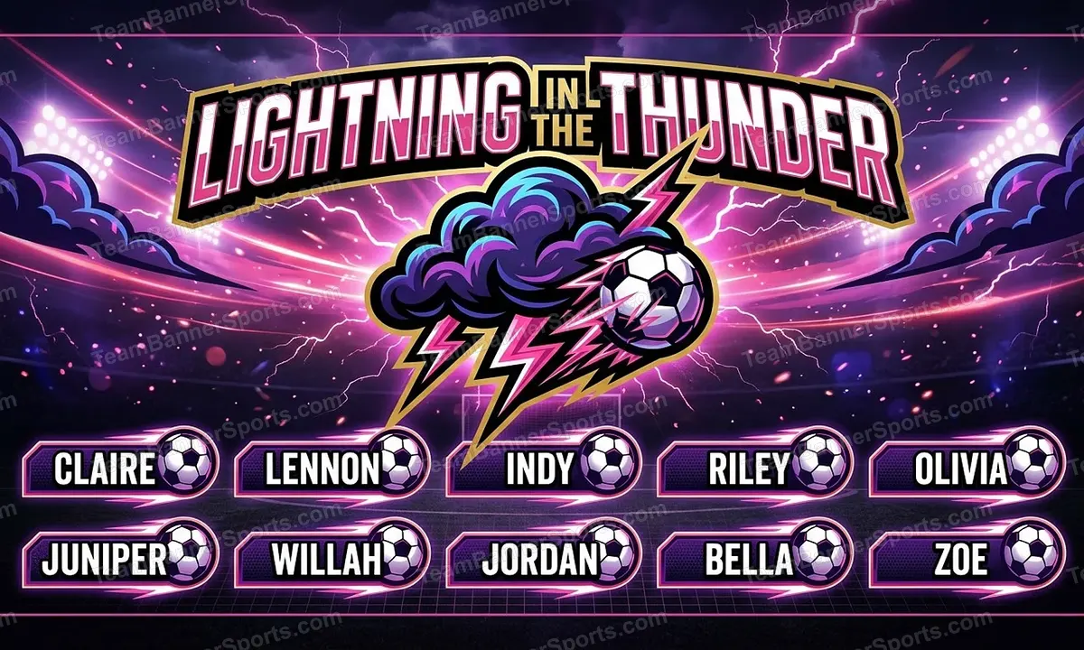 Lightning in the thunder soccer team banner created with AI
