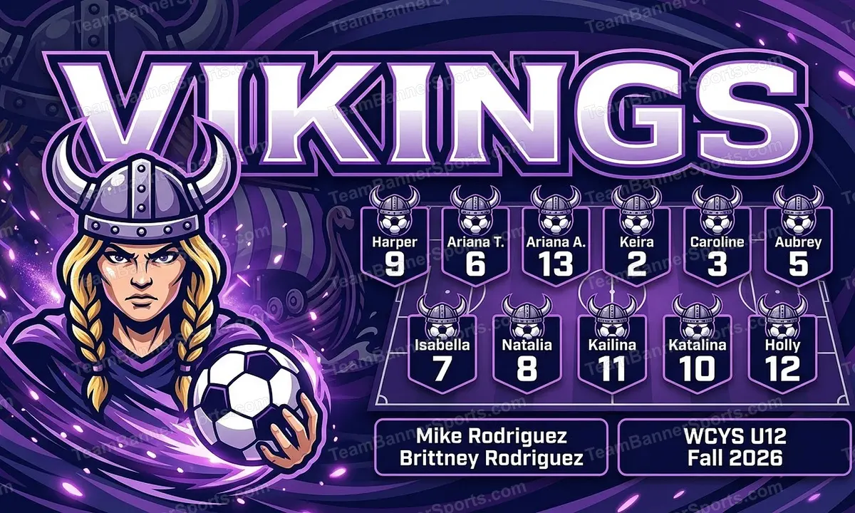 Vikings soccer team banner created with AI