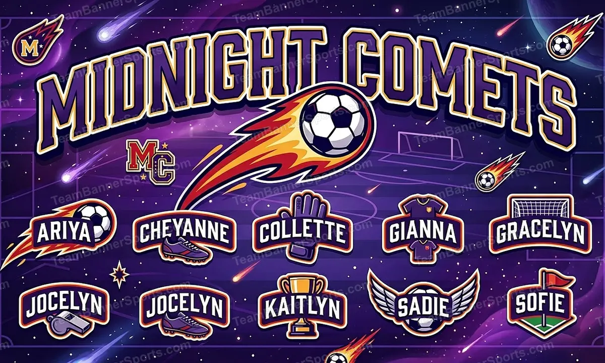Midnight Comets soccer team banner created with AI
