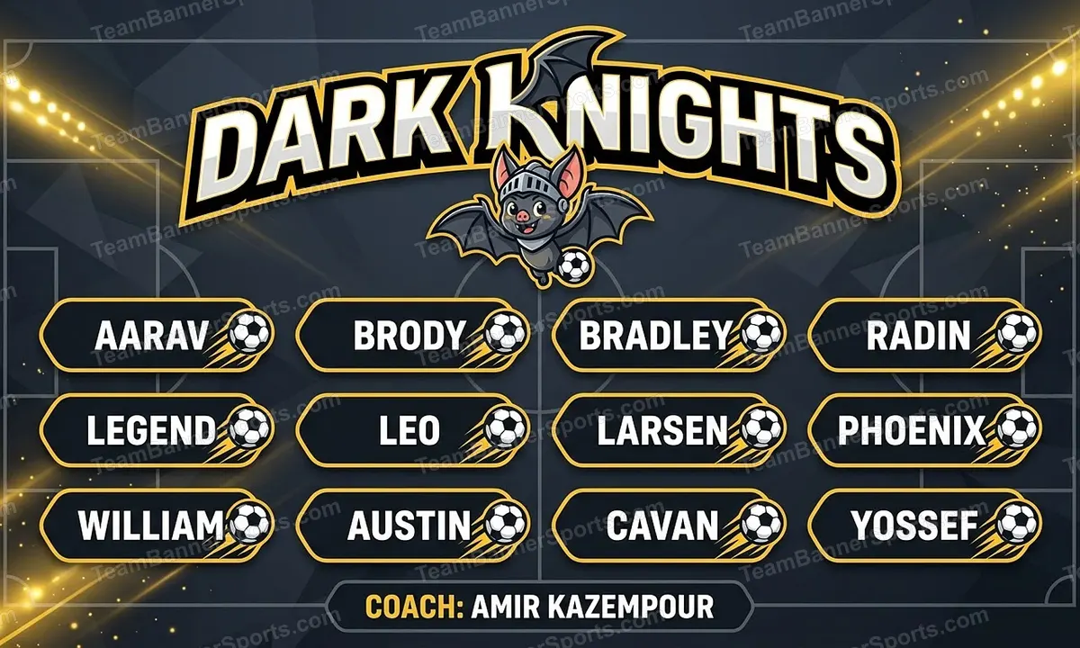 Dark Knights soccer team banner created with AI