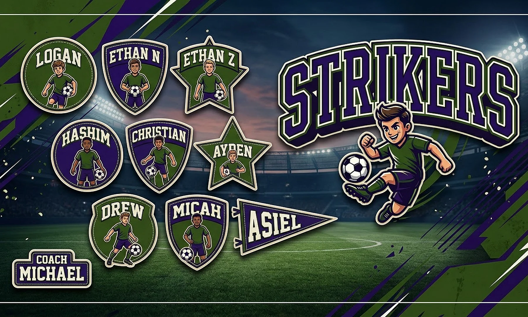 Strikers soccer team banner created with AI