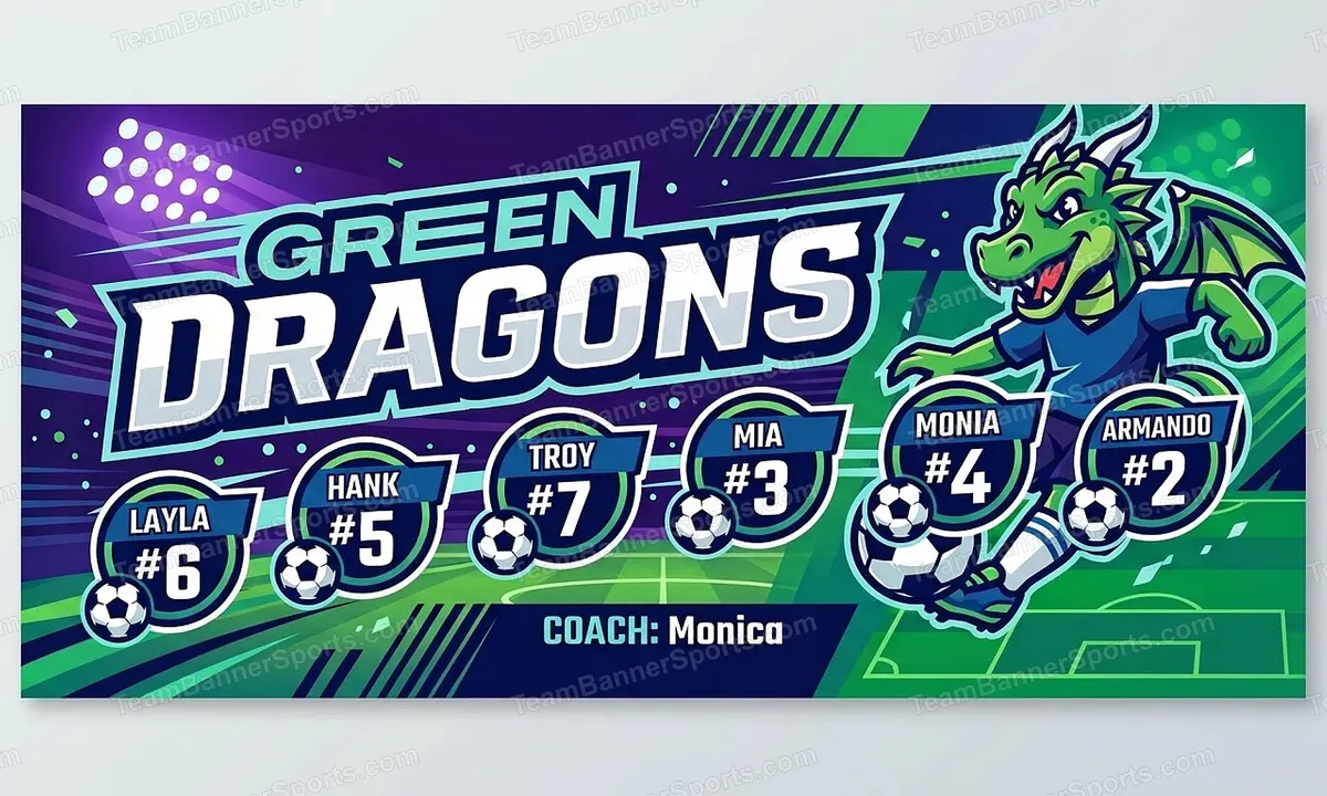 Green Dragons soccer team banner created with AI