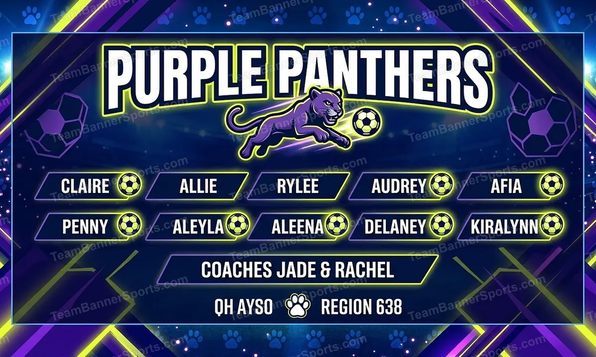 Purple Panthers soccer team banner created with AI
