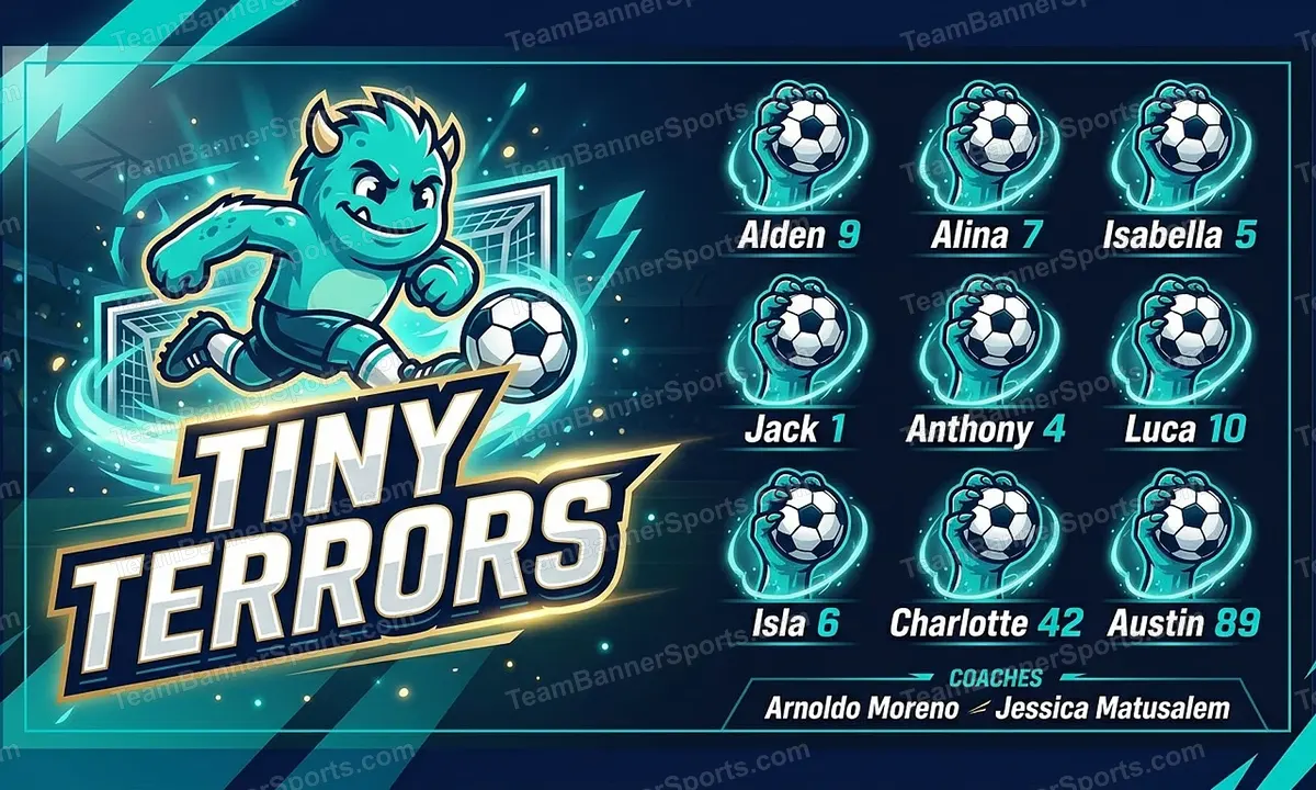 Tiny Terrors soccer team banner created with AI