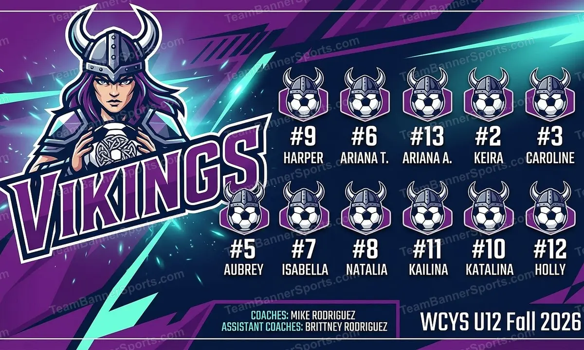 Vikings soccer team banner created with AI