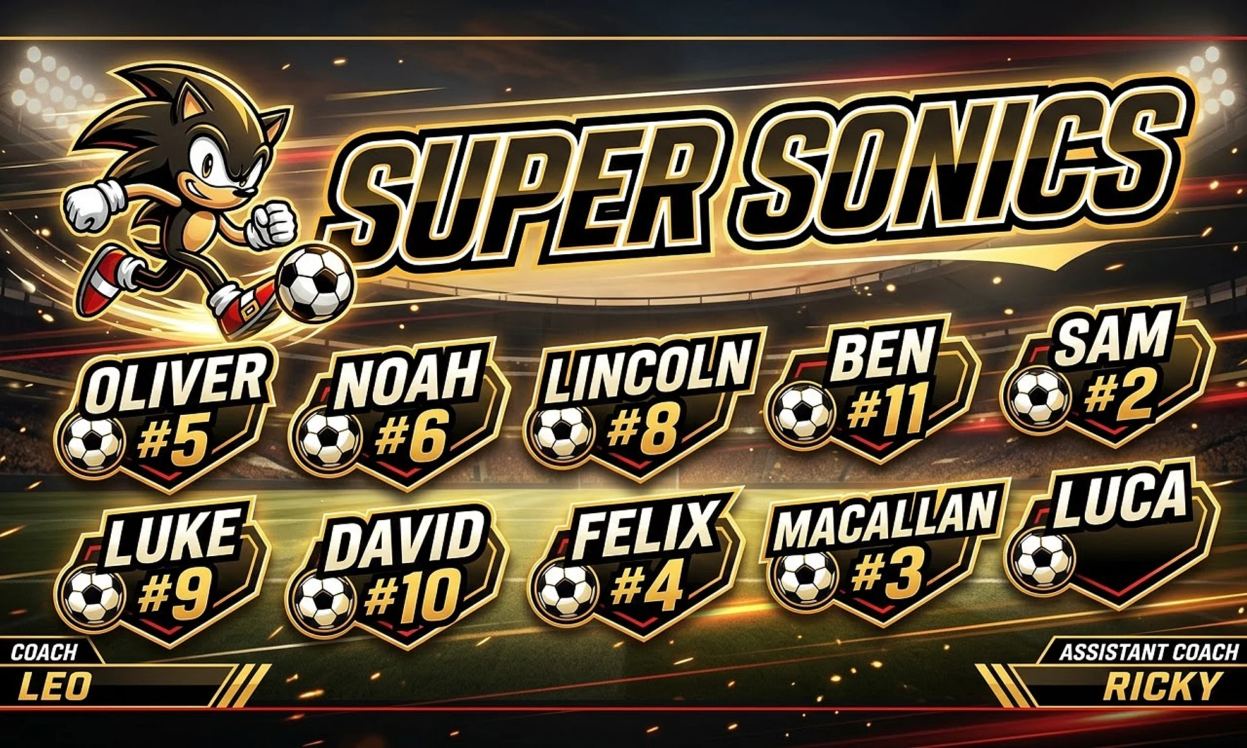 Super sonics soccer team banner created with AI