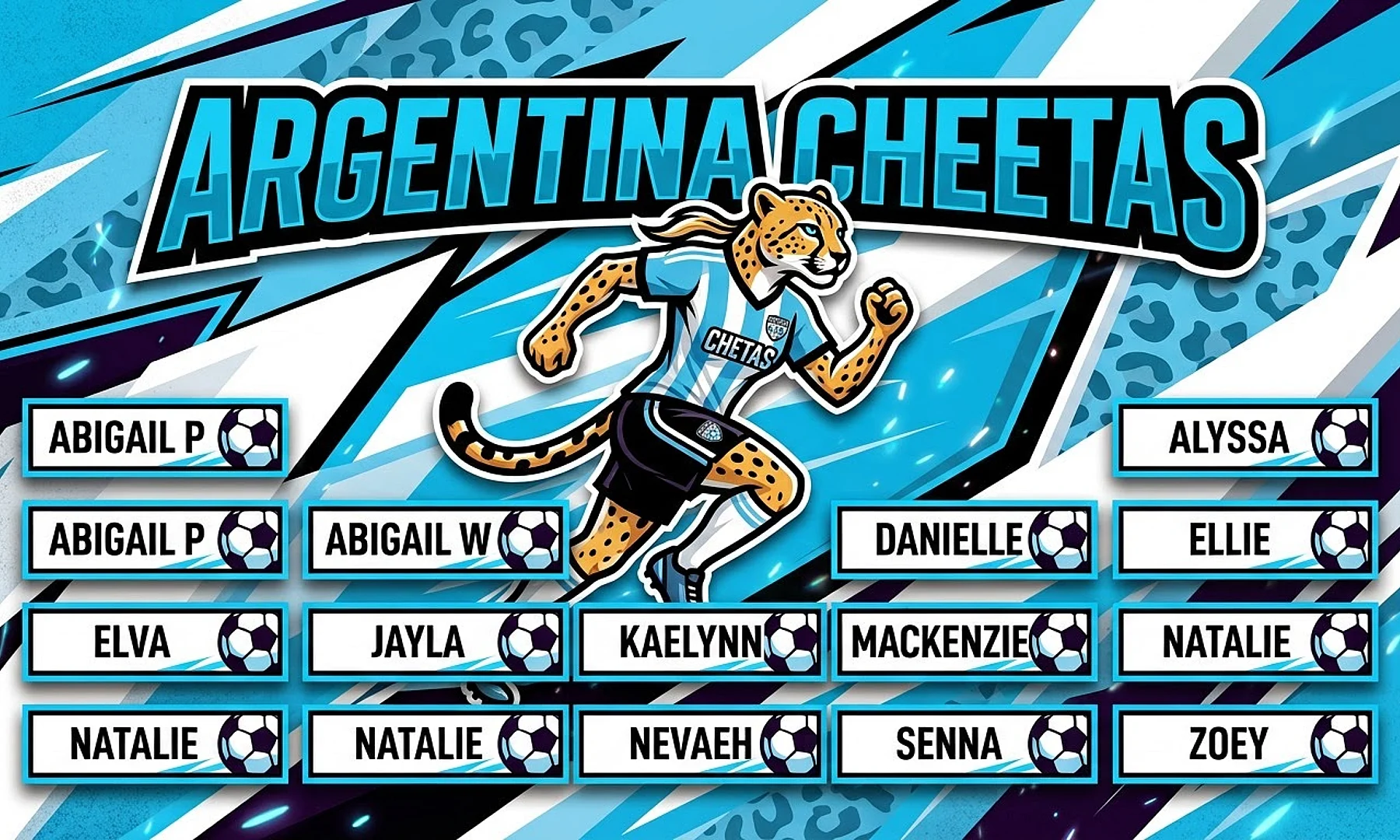 Argentina Cheetas soccer team banner created with AI