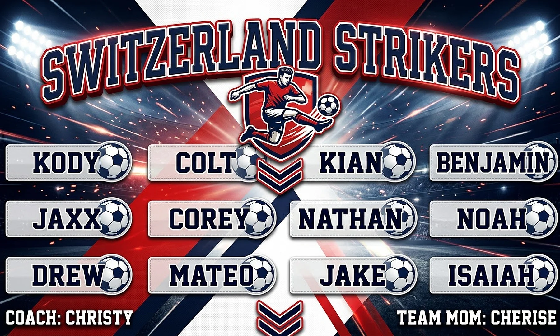 Switzerland Strikers Soccer AI image template