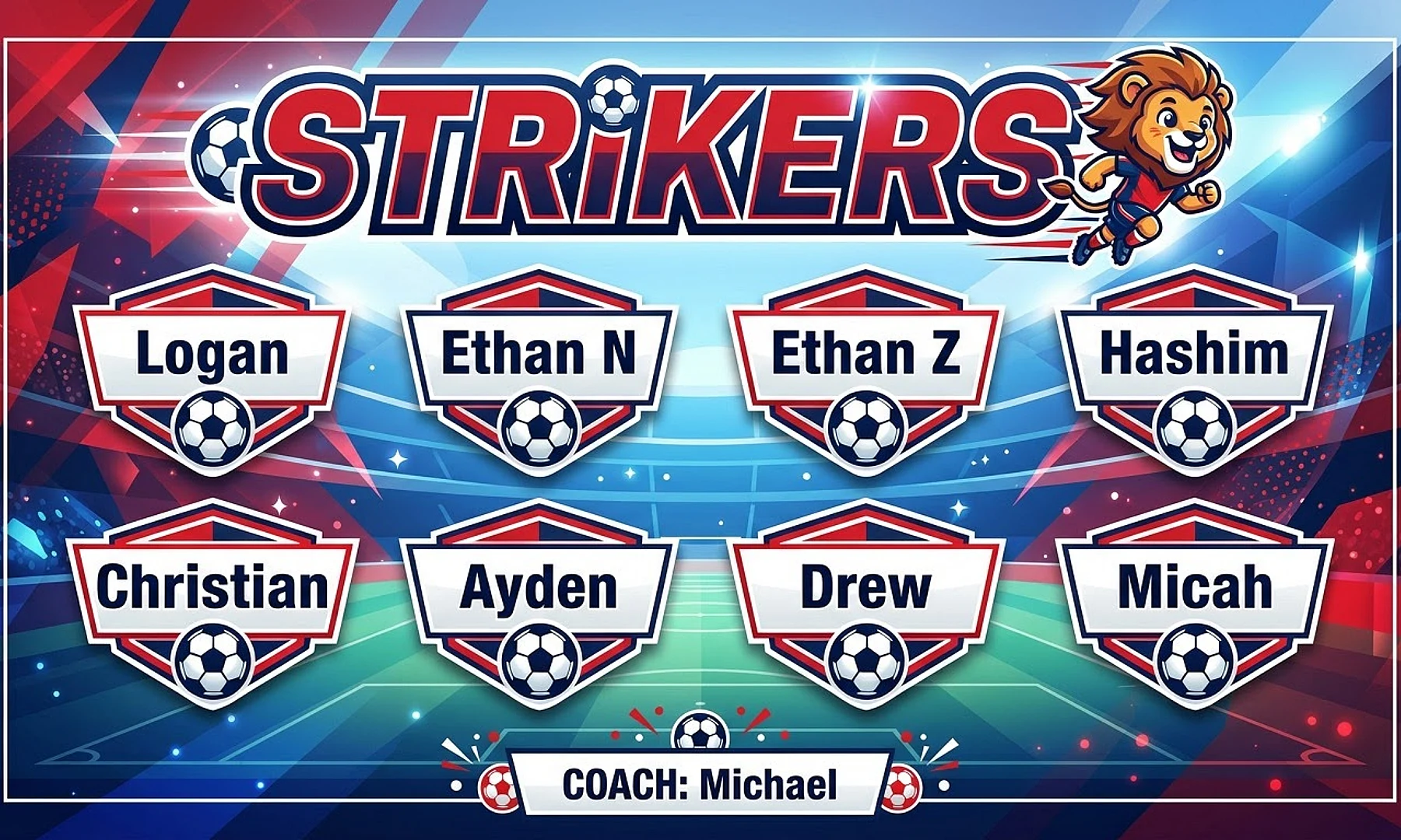 Strikers soccer team banner created with AI