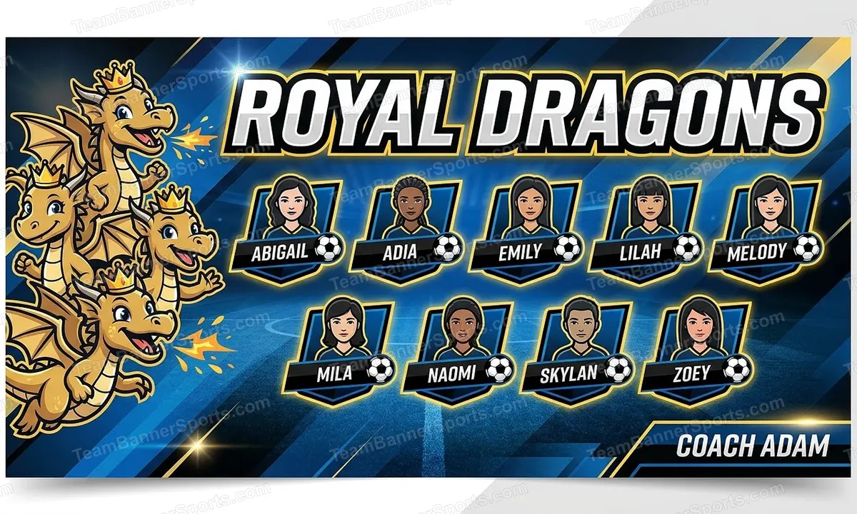 Royal Dragons soccer team banner created with AI