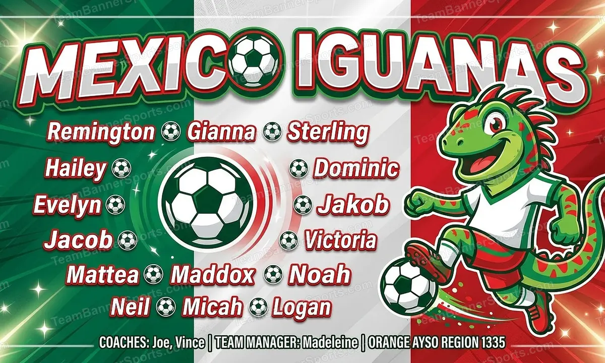 Mexico Iguanas soccer team banner created with AI