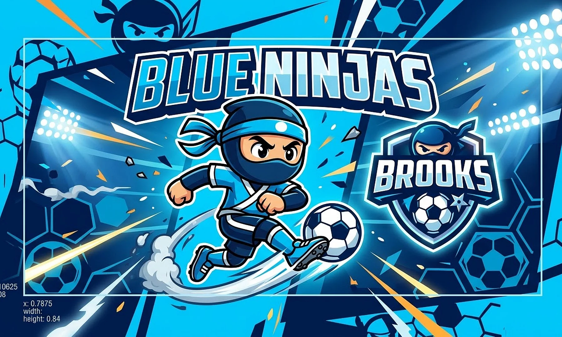 Blue Ninjas soccer team banner created with AI