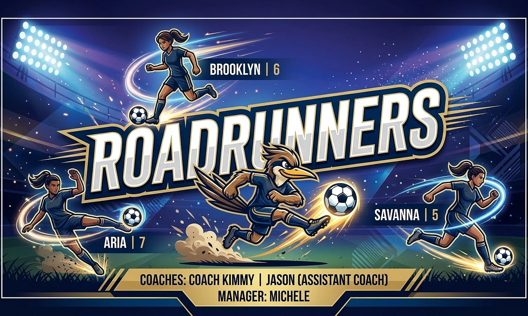 Roadrunners soccer team banner created with AI