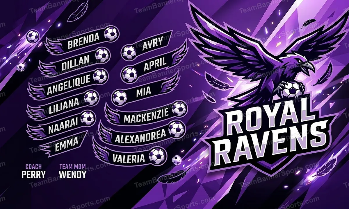 Royal Ravens soccer team banner created with AI
