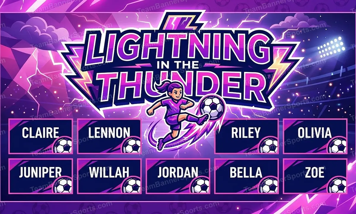 Lightning in the thunder soccer team banner created with AI