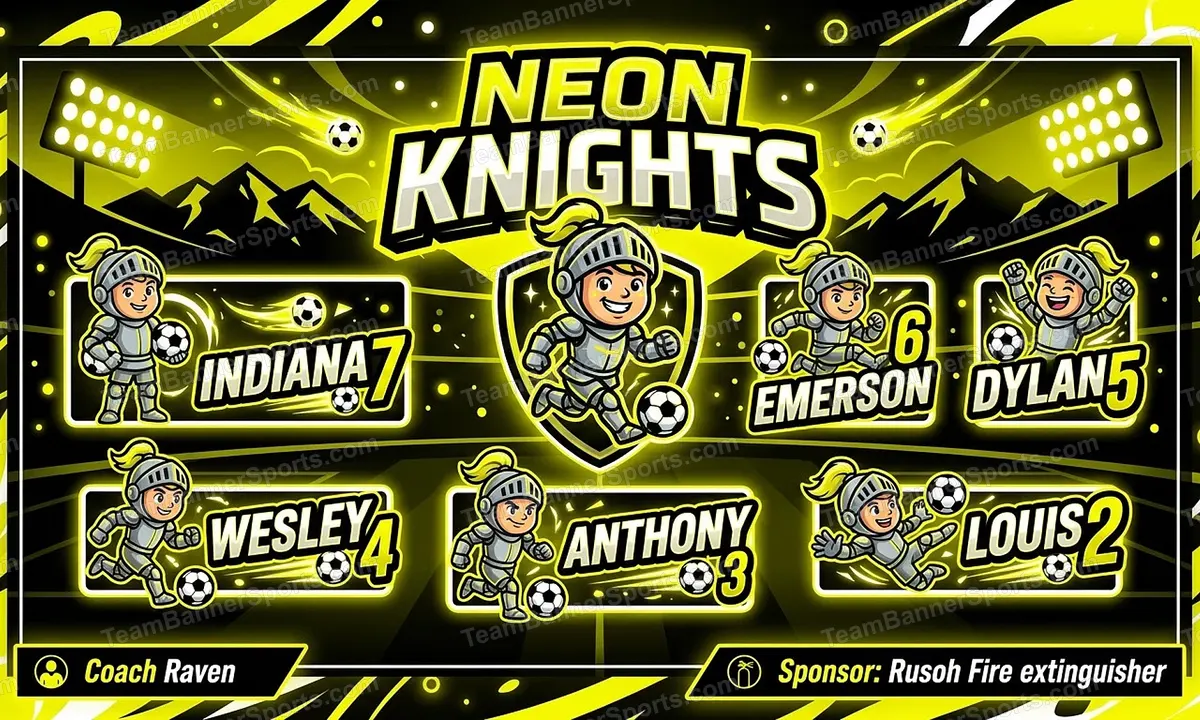 Neon Knights soccer team banner created with AI