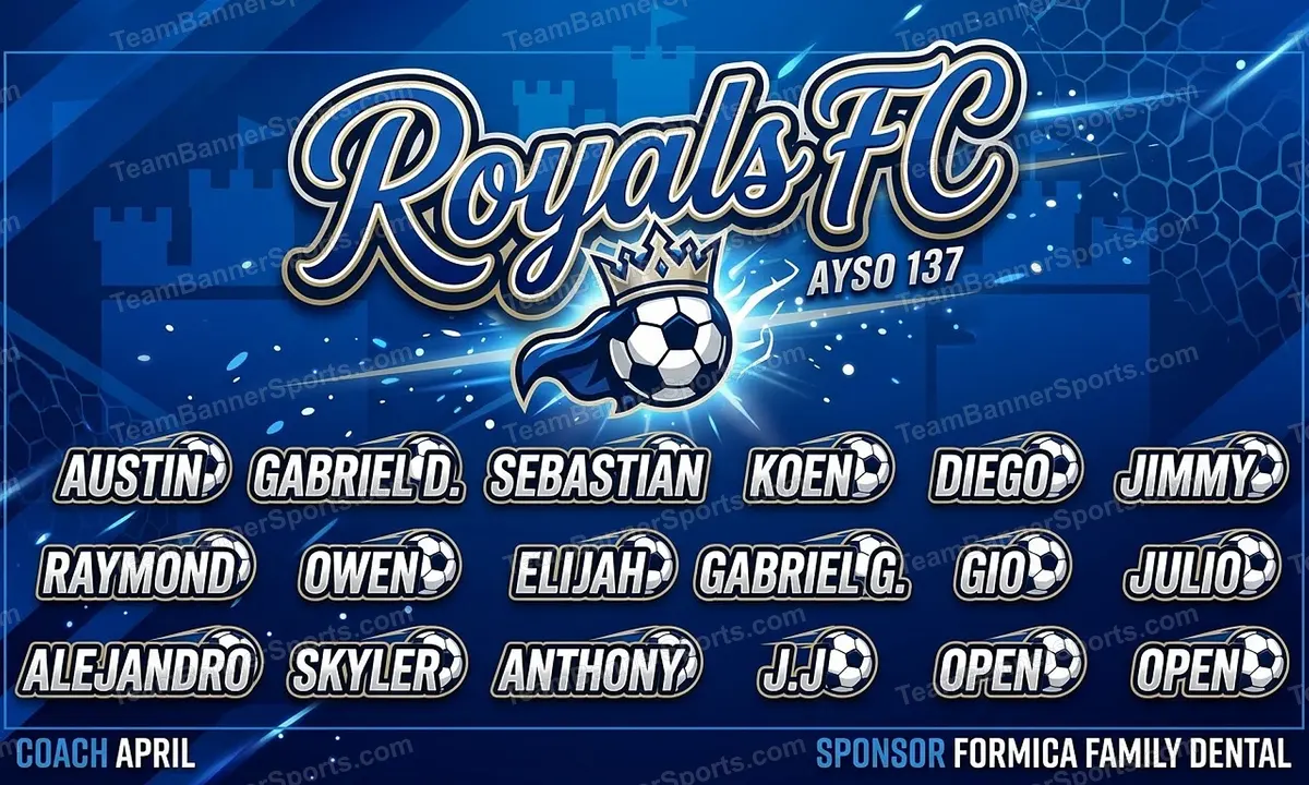 Royals FC soccer team banner created with AI