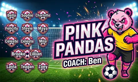Pink Pandas Soccer AI image template