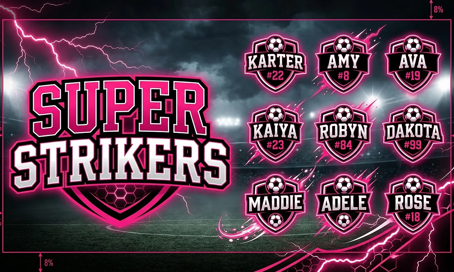 Super Strikers soccer team banner created with AI