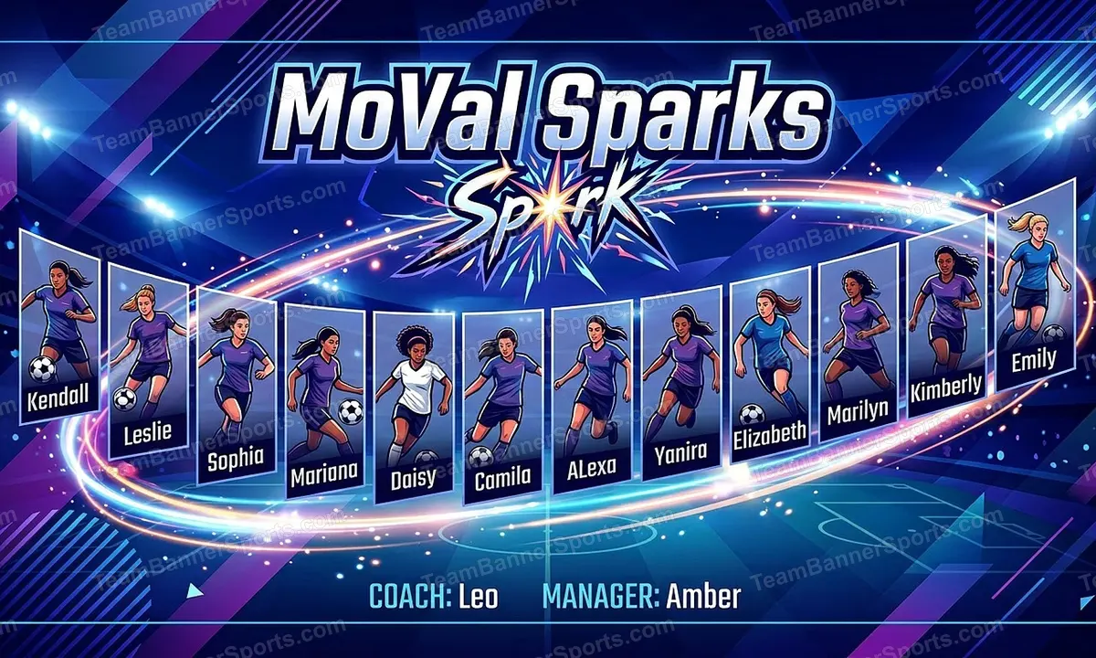 MoVal Sparks soccer team banner created with AI