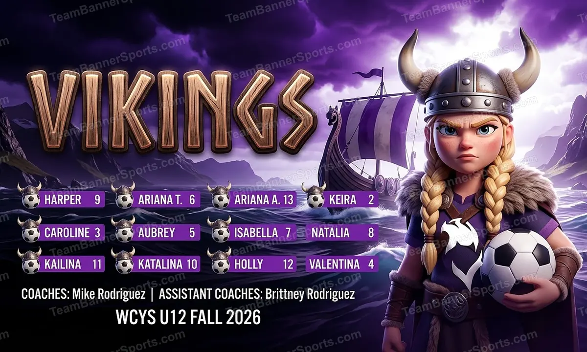 Vikings soccer team banner created with AI