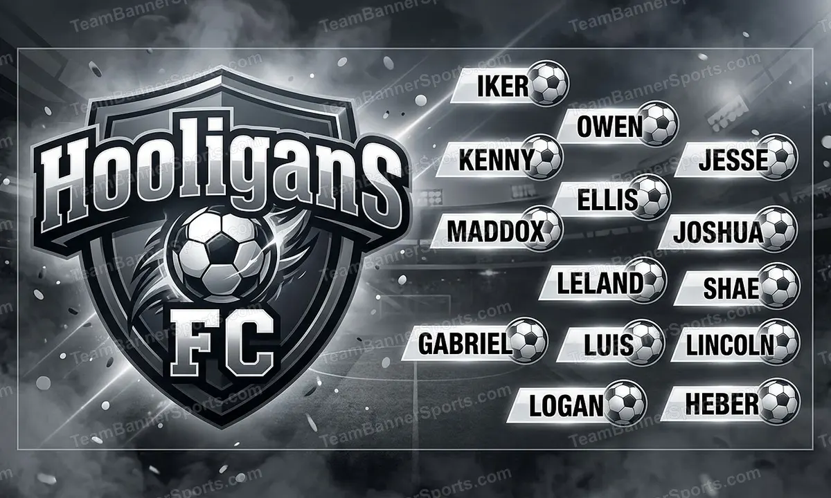Hooligans FC soccer team banner created with AI