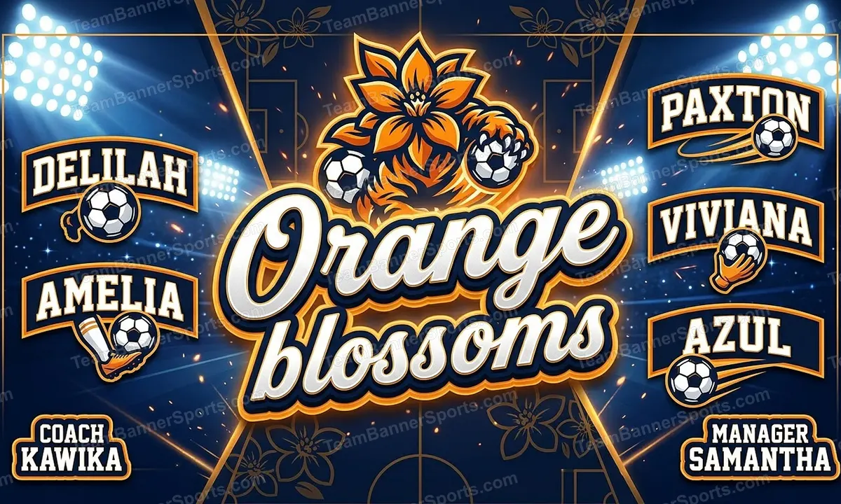 Orange blossoms soccer team banner created with AI