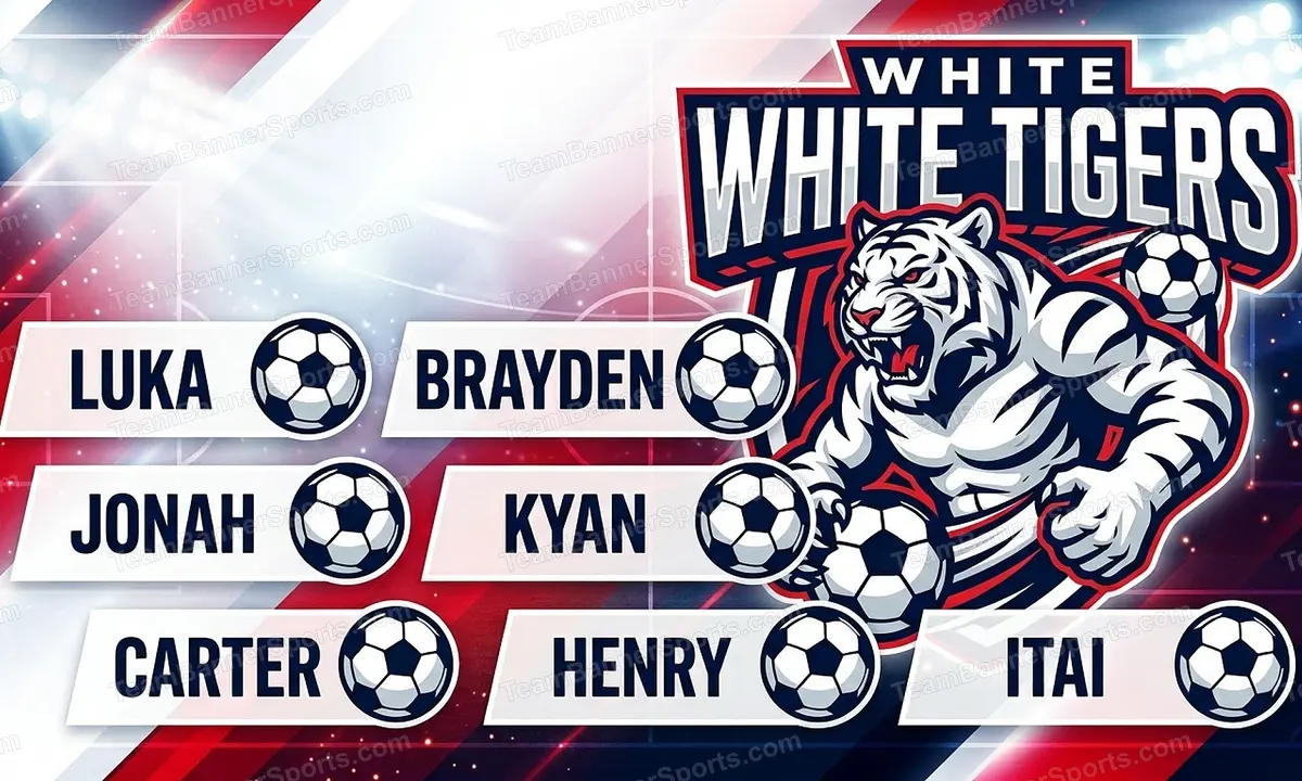 White Tigers soccer team banner created with AI