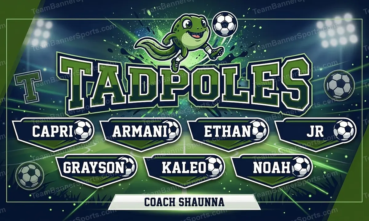 Tadpoles soccer team banner created with AI