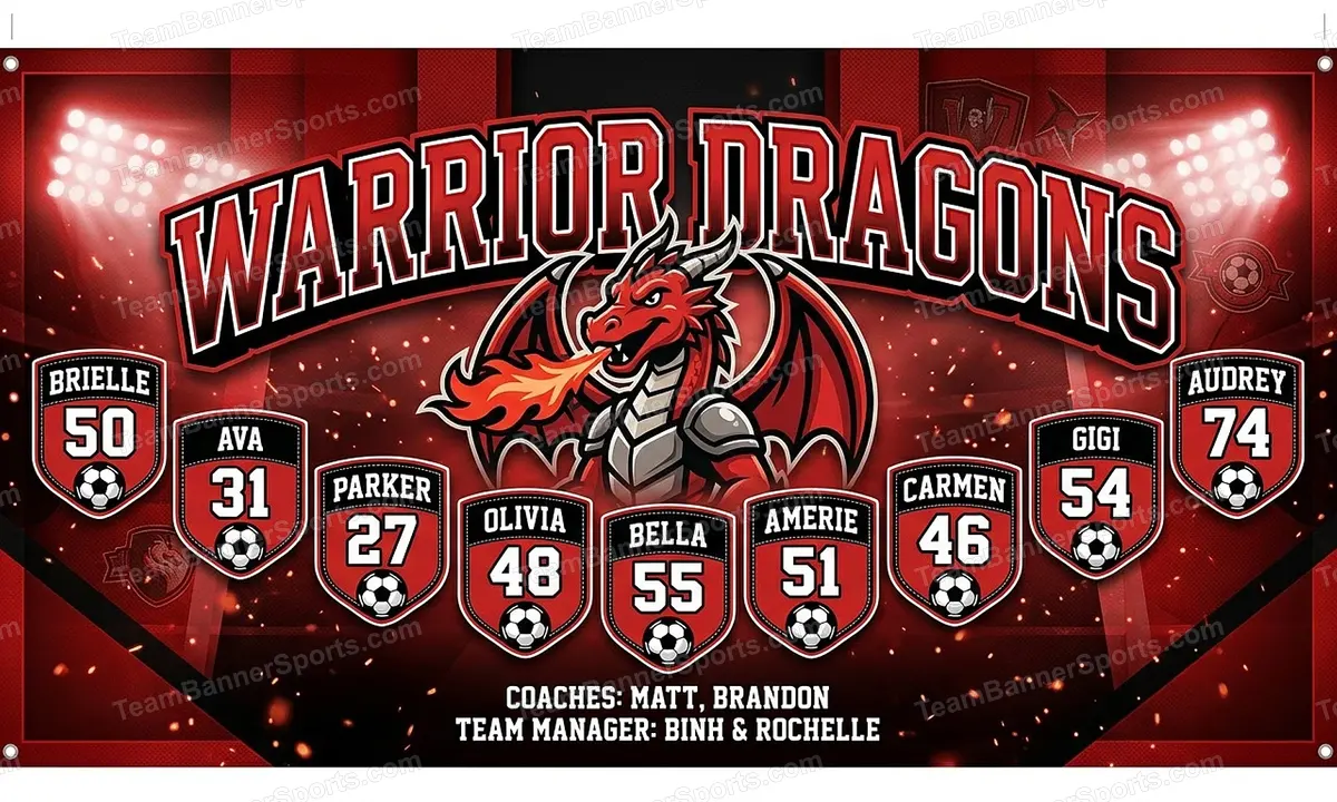 Warrior Dragons soccer team banner created with AI