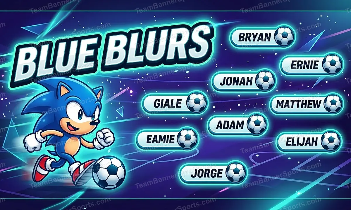 Blue Blurs soccer team banner created with AI